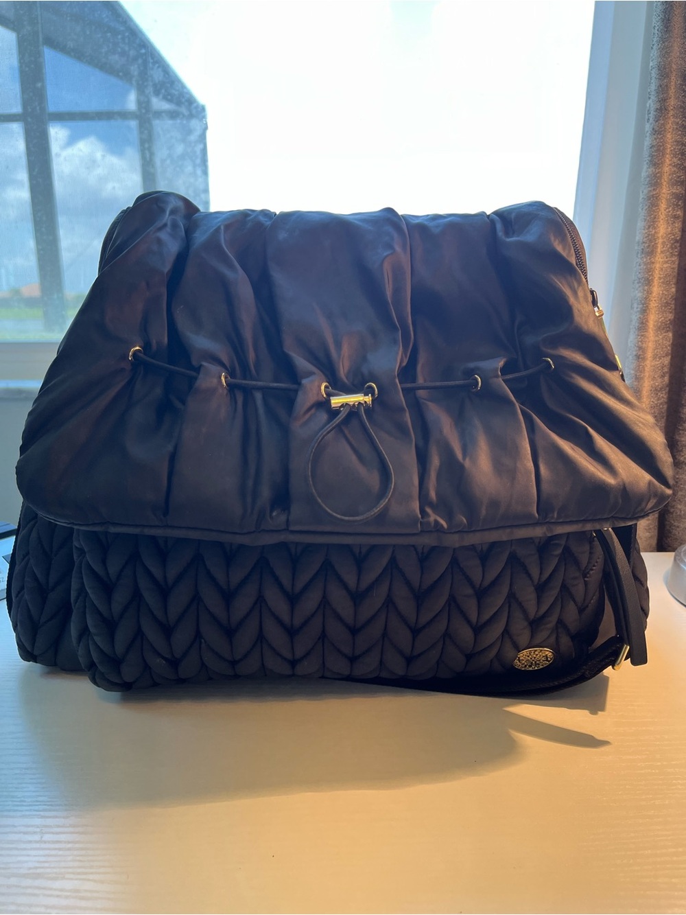 HAPP Brand Levy Convertible Diaper Bag Backpack - Black Quilted